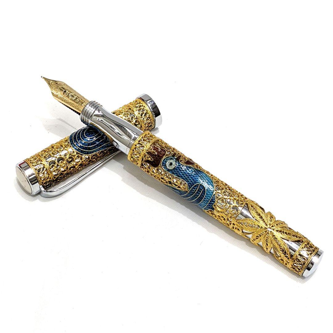金星 GOLD STAR 万年筆 18K 750 ニワトリ ゴールド ブルー