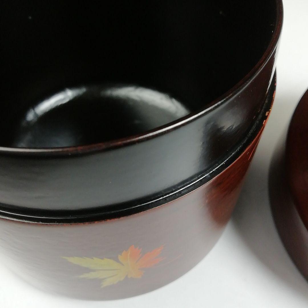 W76 棗 『花紅葉』『一閑 雪吹棗』『新井司峰 造』 共箱 茶道具