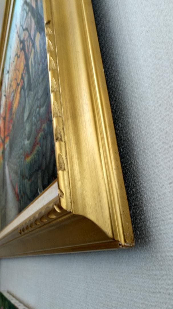 油彩 秋の京都「化野念仏寺」風景画 油絵 油彩画 絵 絵画 寺 原画