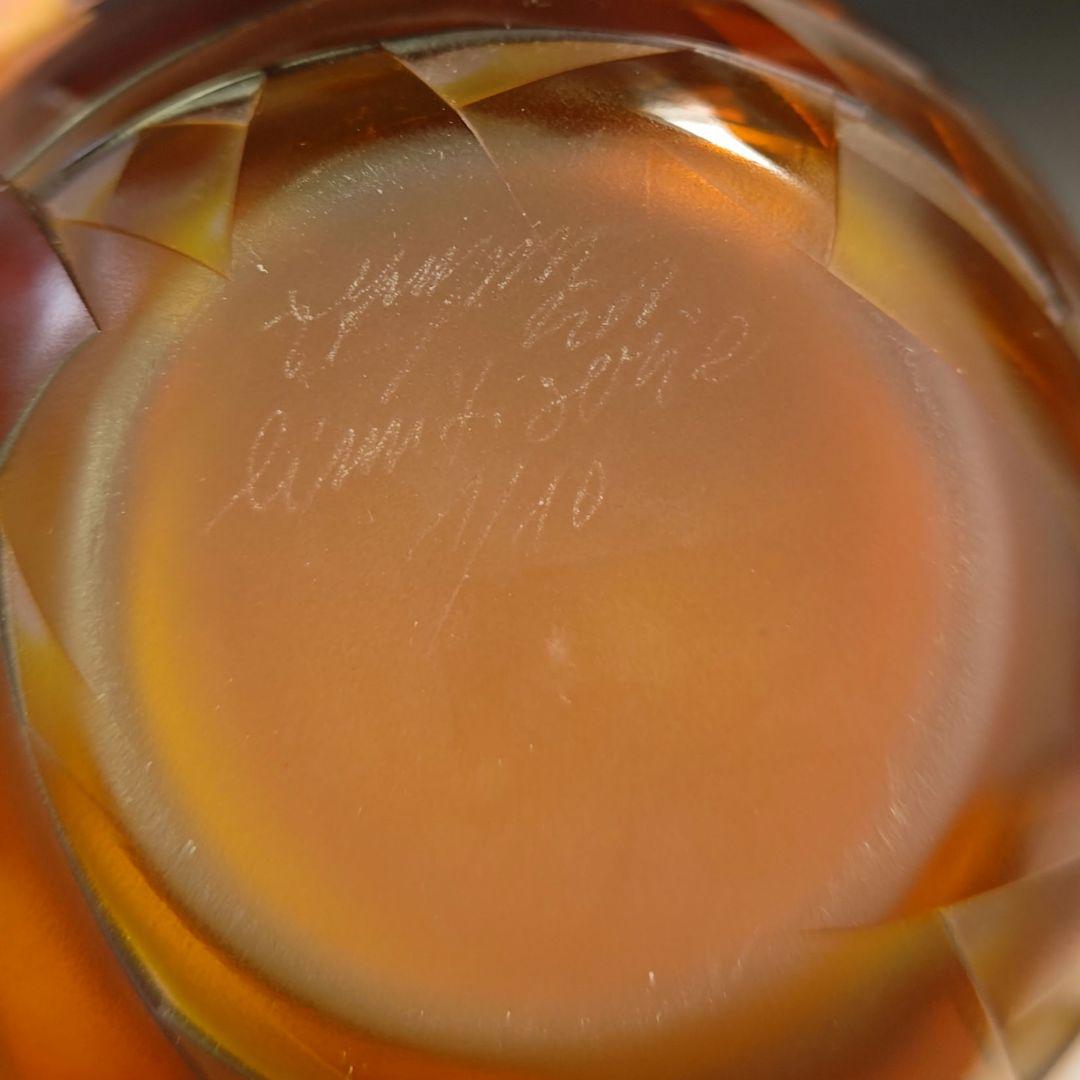 イ951 水指『硝子 ガラス 作家物 鳥文切子 水指 替蓋付』