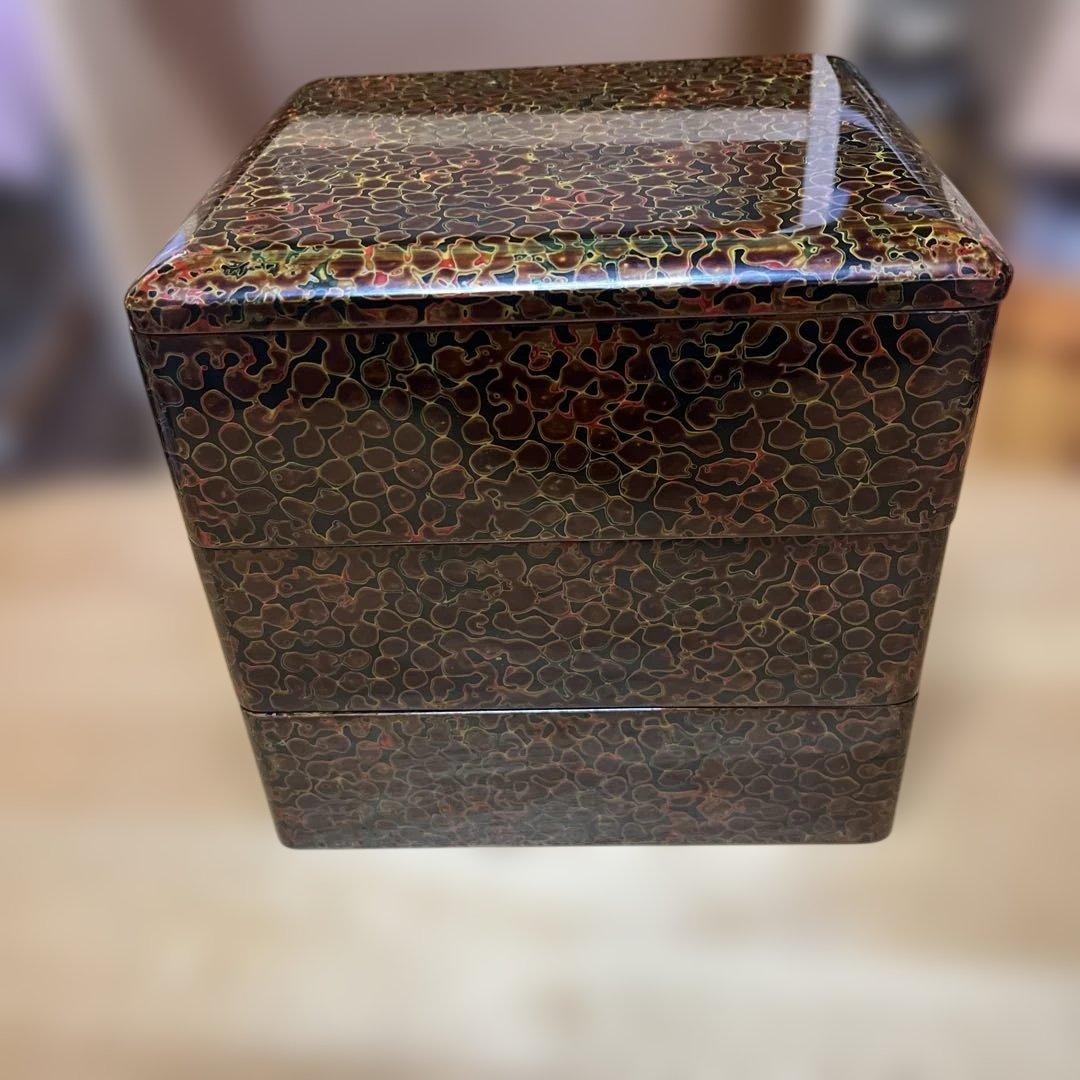津軽塗り重箱 3段 唐塗