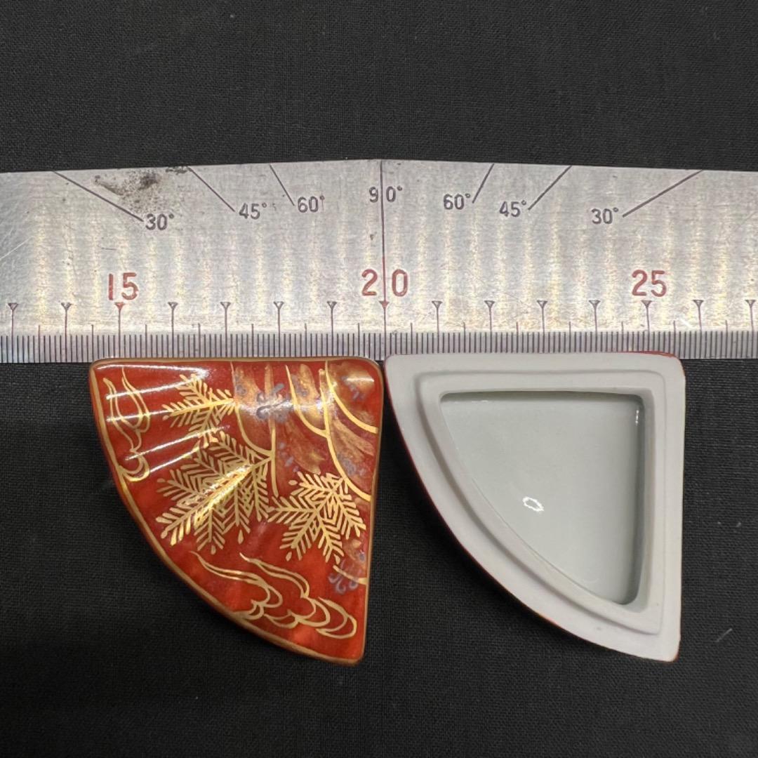 〇Ea右1020 香合 橋本龍岳 金襴手 扇面香合  香道具 茶道具