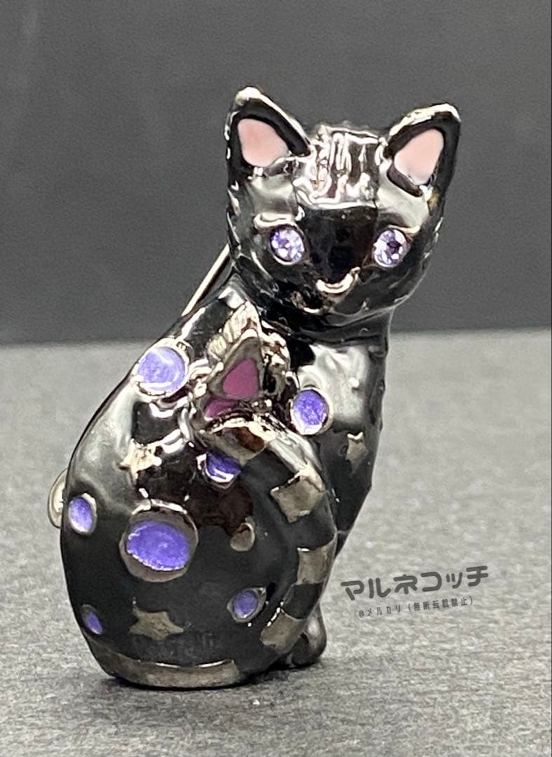 アナスイ黒猫と蝶々ブローチベンガル猫ネコねこ