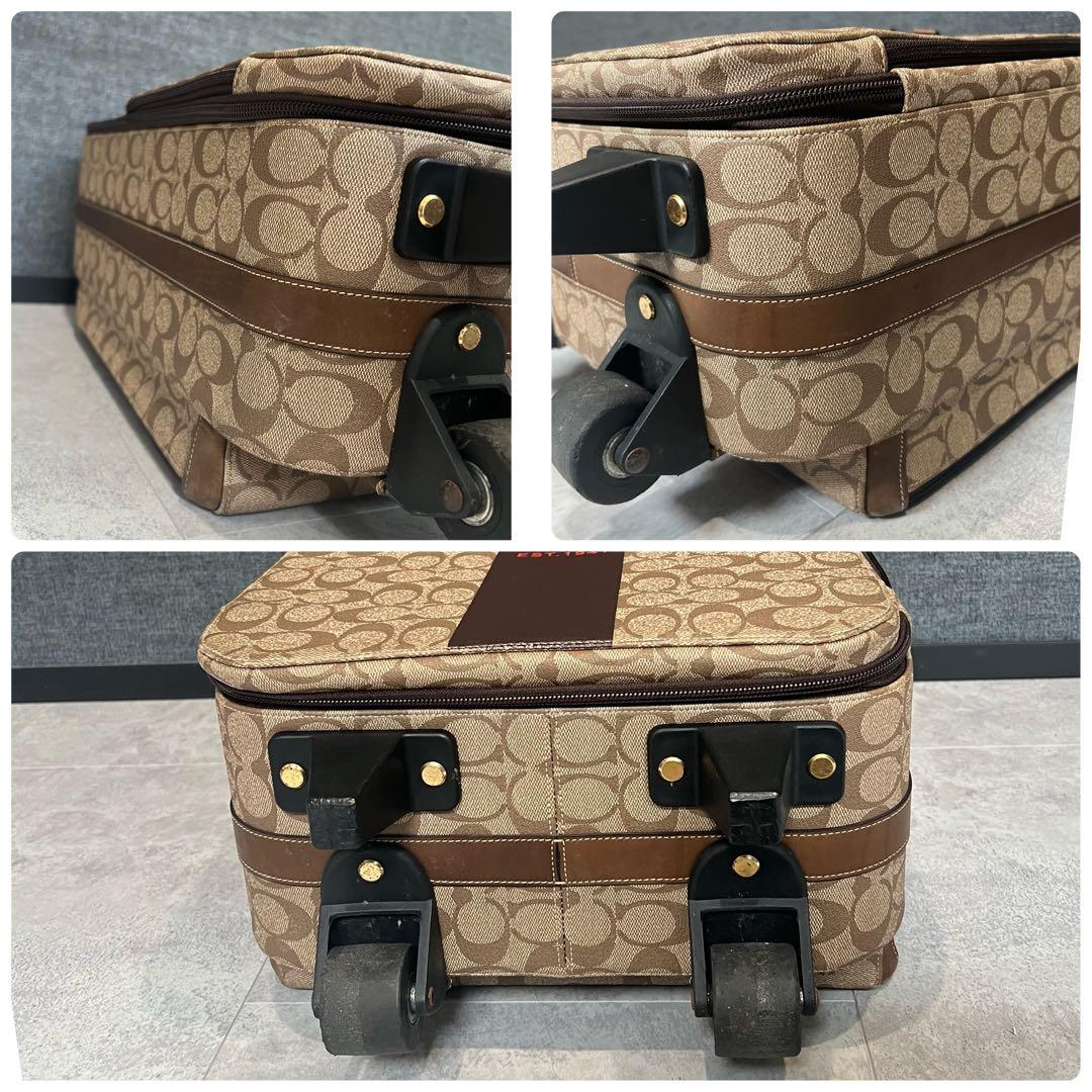 COACH コーチ キャリーケース スーツケース シグネチャー レザー ブラウン
