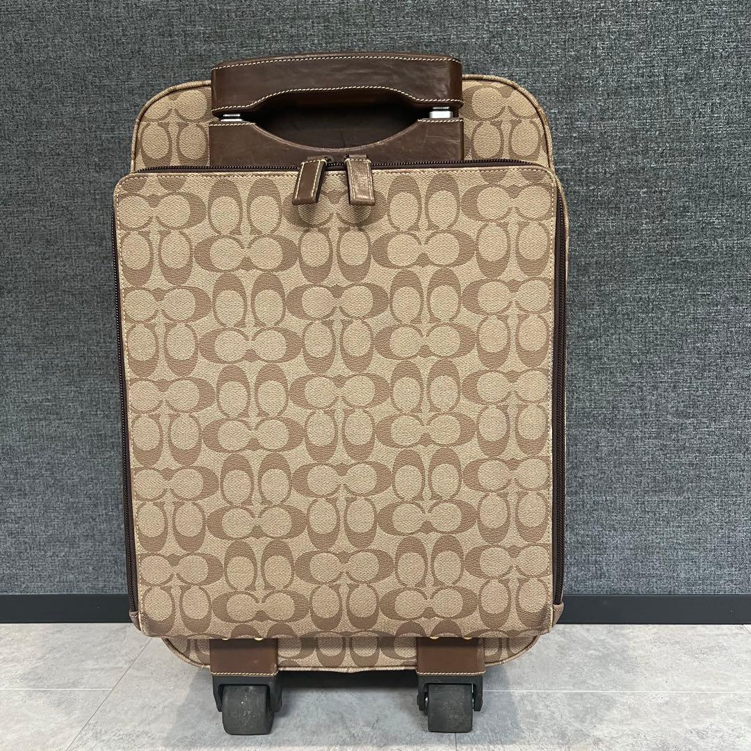 COACH コーチ キャリーケース スーツケース シグネチャー レザー ブラウン
