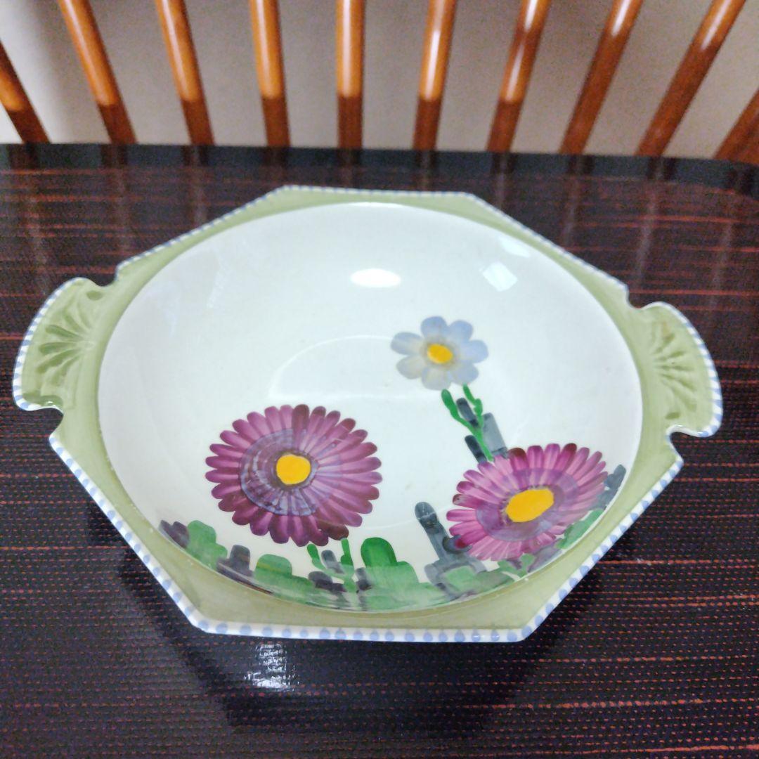 超レアー三角スタンプ！スージークーパー「赤い花柄」八角プレート（ボウル）