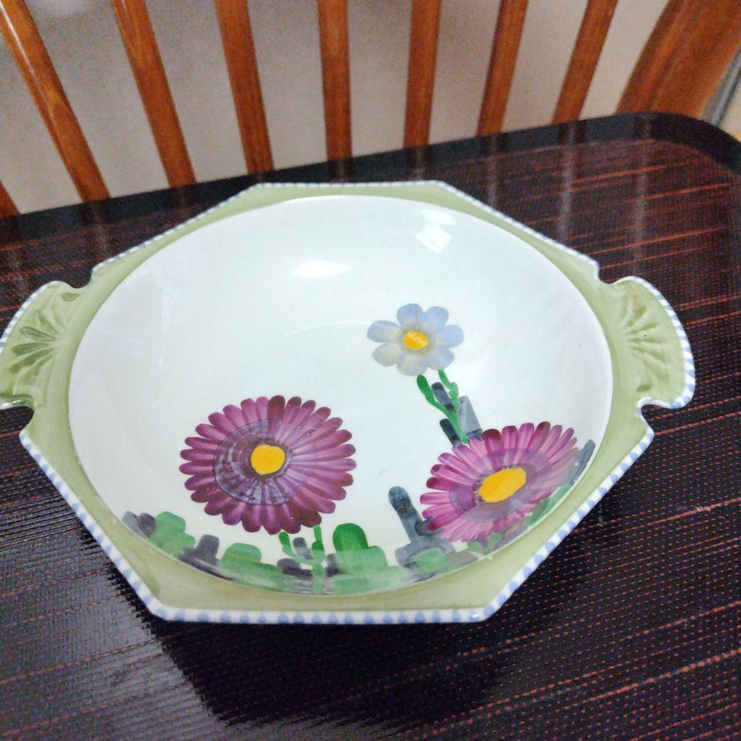 超レアー三角スタンプ！スージークーパー「赤い花柄」八角プレート（ボウル）