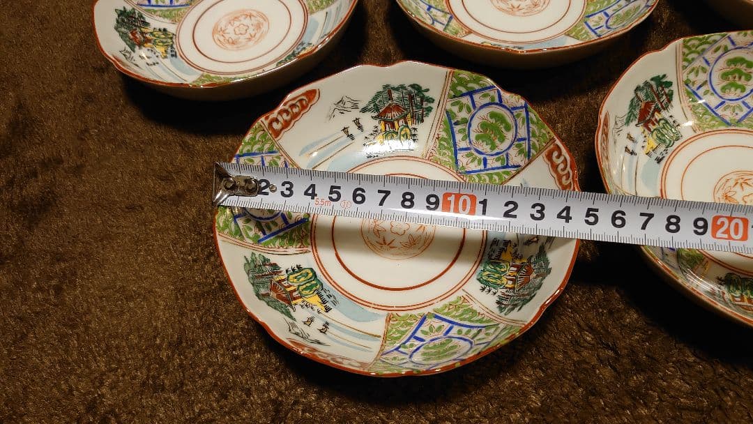 古伊万里　伊万里　なます皿　色絵　山水　５客