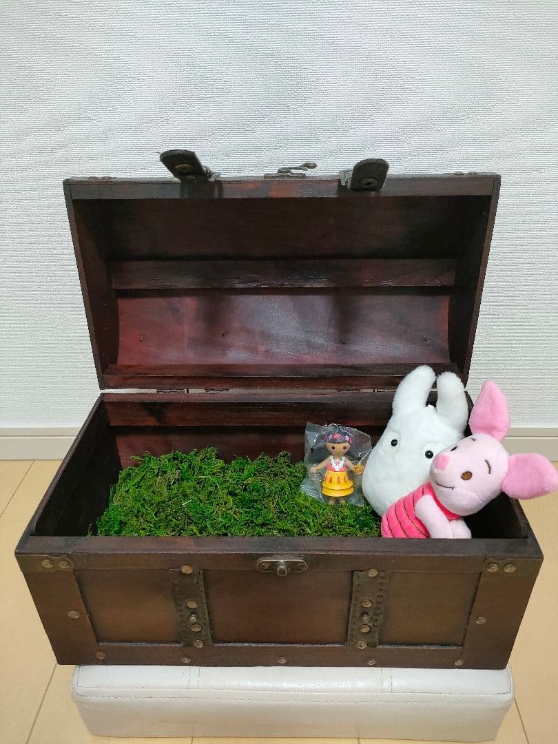 アンティーク風 木製トランクボックス 宝箱風 収納ケース アンティーク