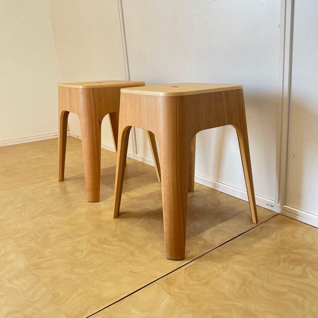 Francfranc スツール2脚 スタッキング椅子 チェア フランフラン 木製