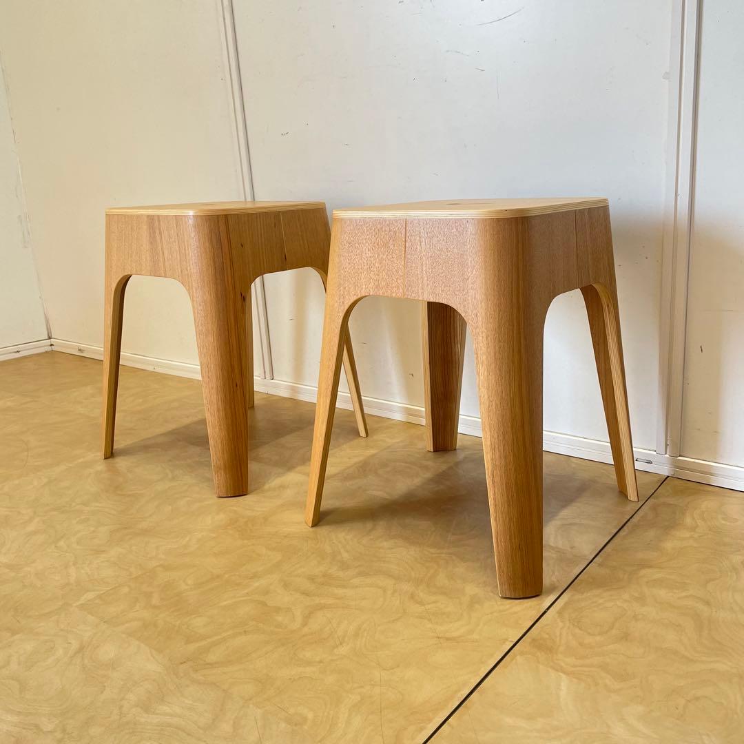 Francfranc スツール2脚 スタッキング椅子 チェア フランフラン 木製