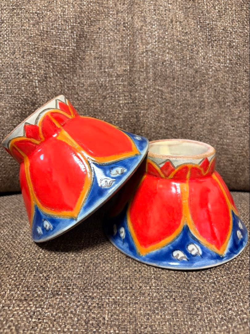 幸陶器 花笠マカイ 4寸ペアセット 2個 フルセット 沖縄 幸陶器 やちむん