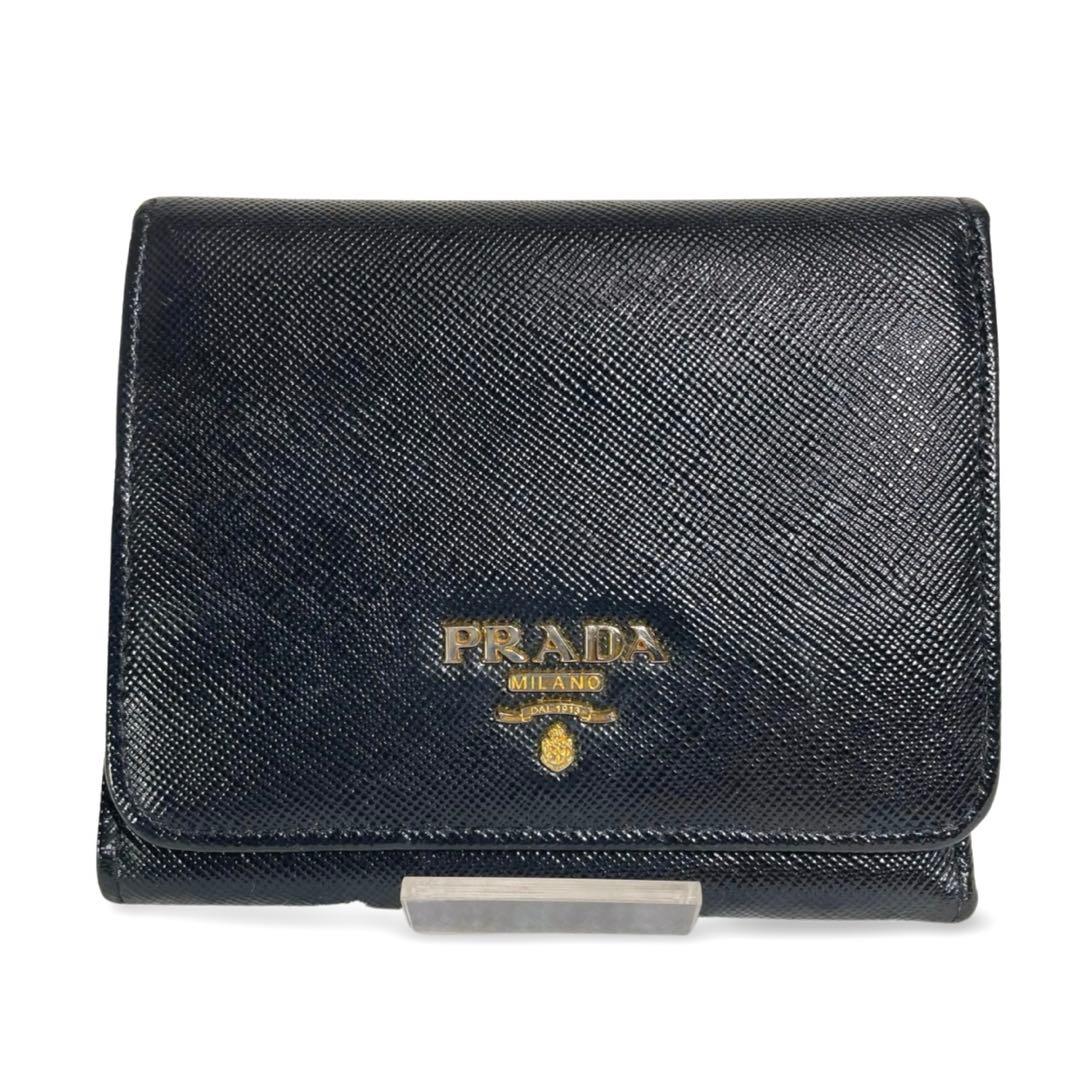 PRADA プラダ 3つ折り財布 コンパクト ブラック