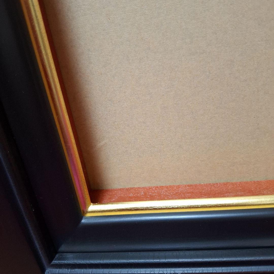 カッコイイ※黒っぽい茶色 油彩額縁 クラシックデザインF15 ひび割れ加工