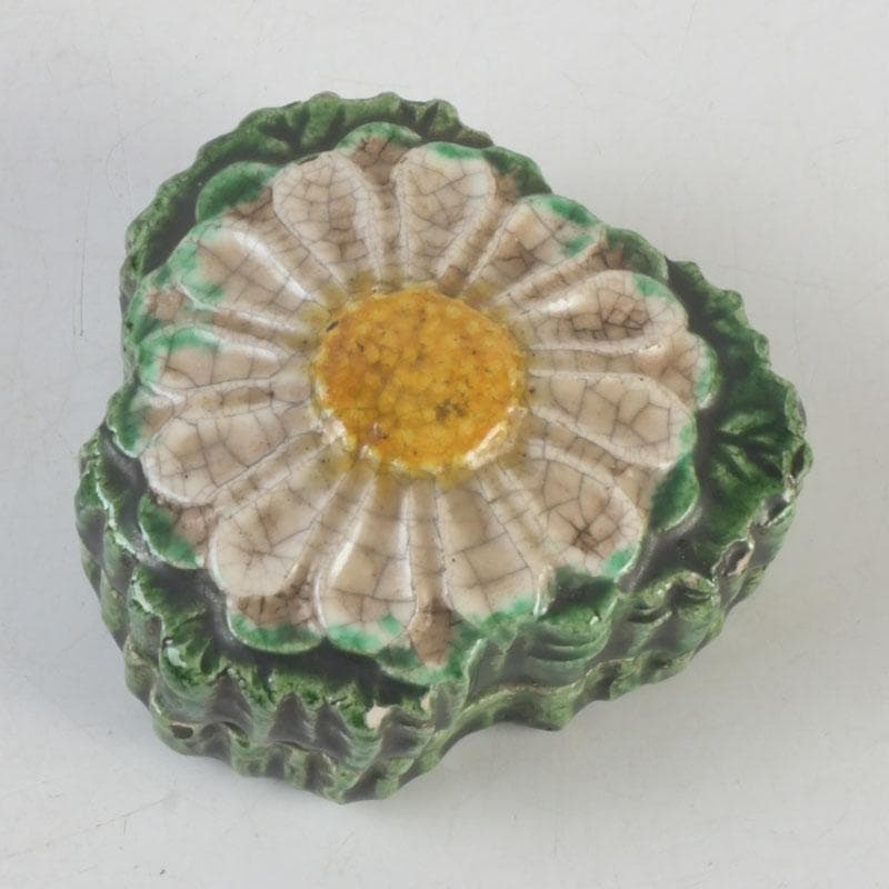 茶道具 交趾焼 六兵衛 菊花 香合 時代箱 V 9682