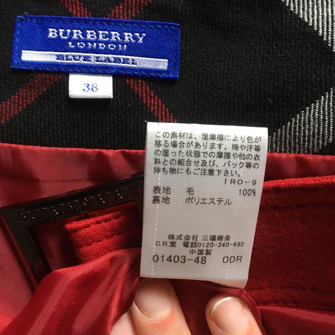 BURBERRY ブルーレーベル 赤 プリーツスカート 38