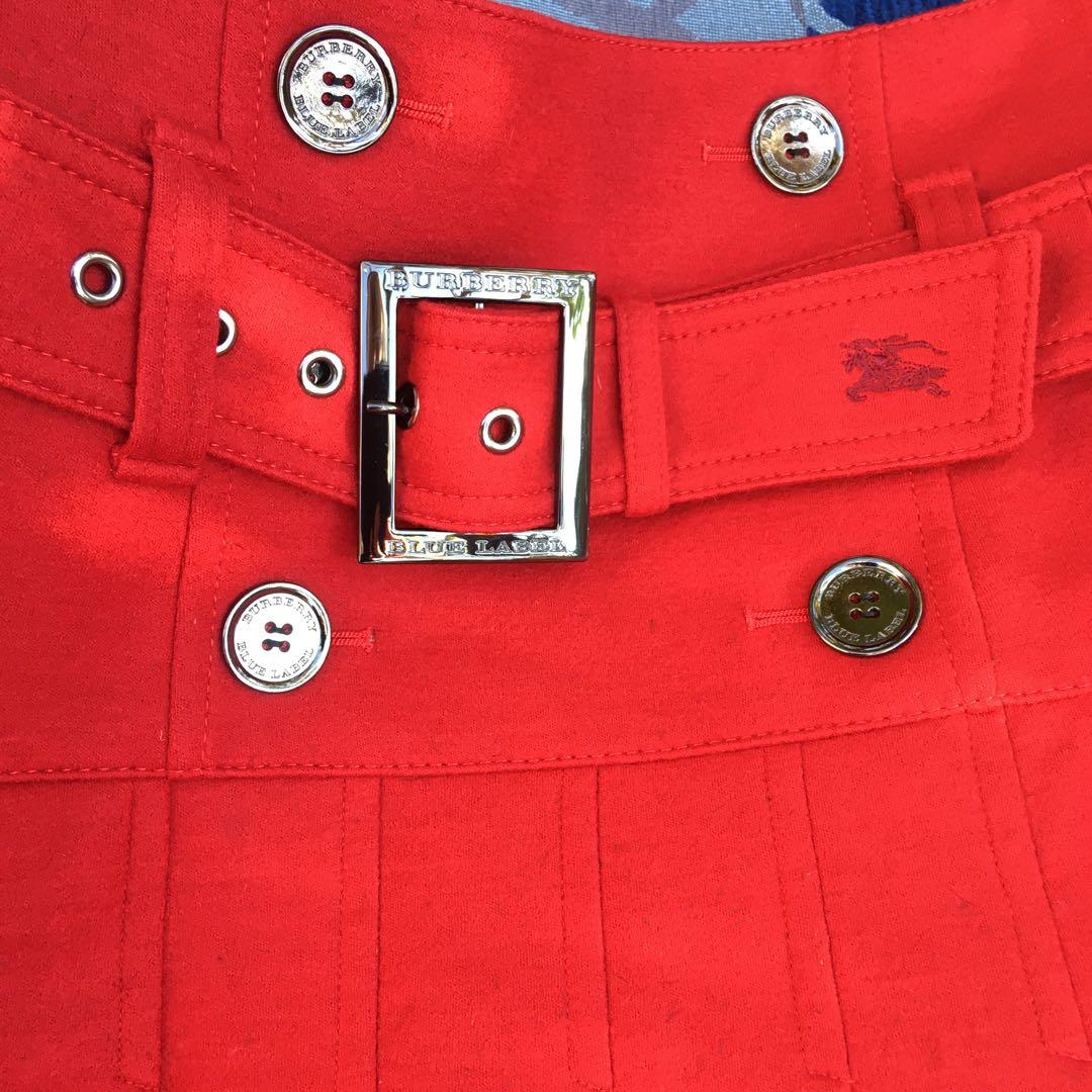 BURBERRY ブルーレーベル 赤 プリーツスカート 38