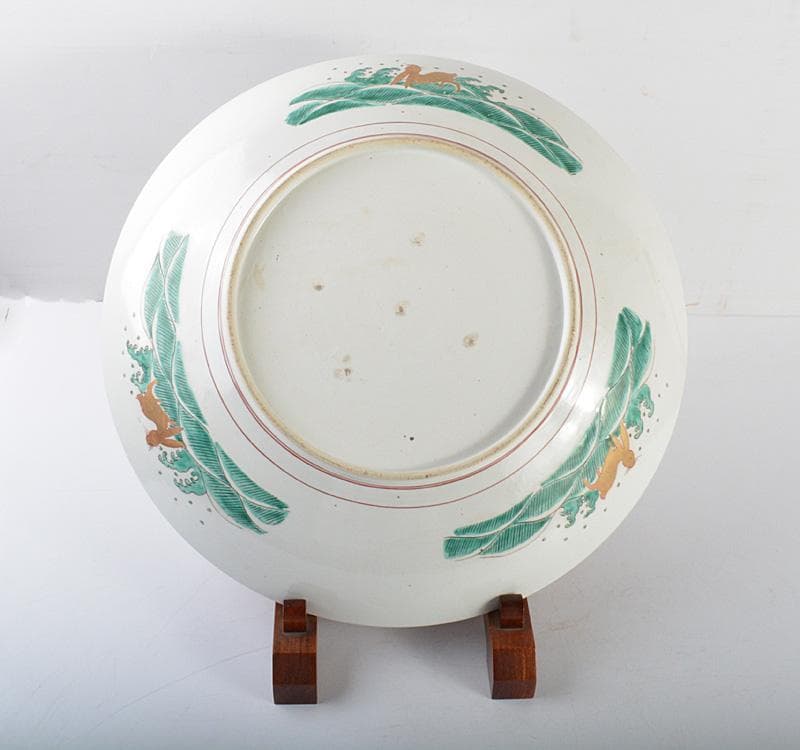 九谷焼 古九谷 赤絵金彩 花文 飾皿 大皿 直径約43.5㎝ M R4861Cの通販