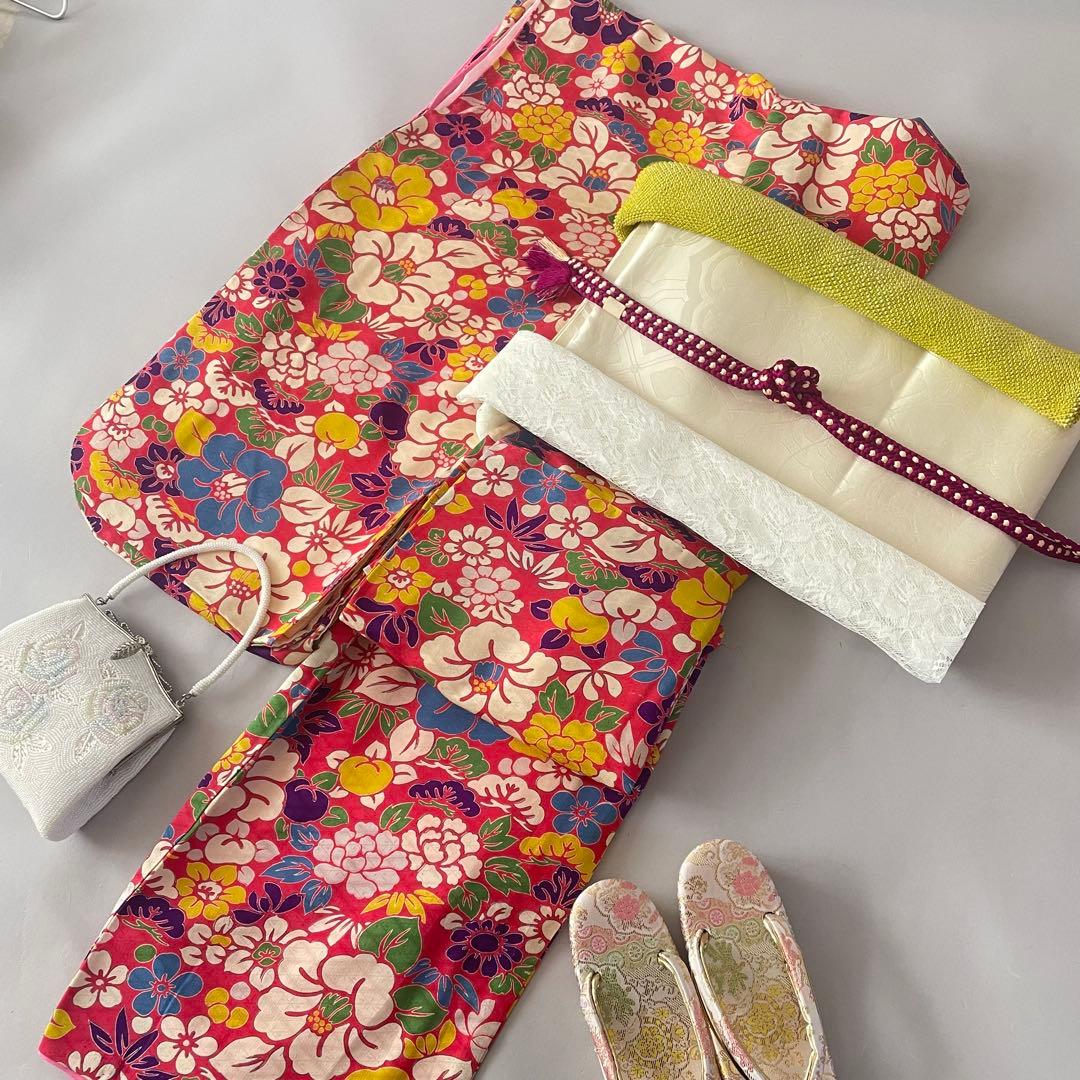 七五三　ハーフ成人式　ジュニア　大きめ7歳さん　アンティークお着物セット