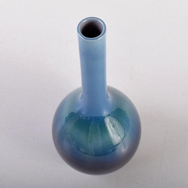 九谷焼 柳雨軒 三代八十吉 徳田正彦作 彩釉 花入 共箱 M