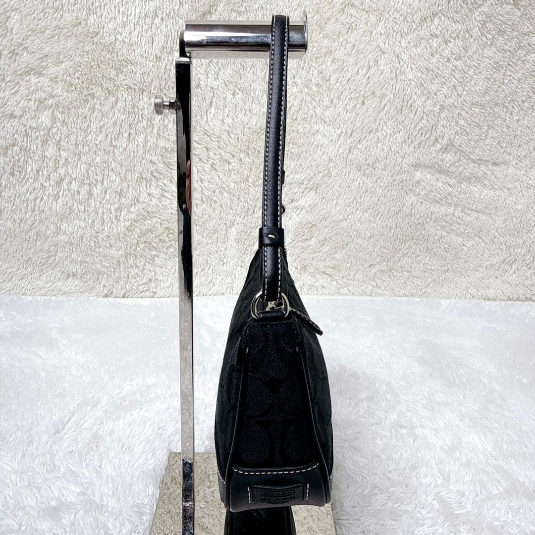 極美品✨コーチ アクセサリーポーチ キャンバス レザー ブラック シグネチャー