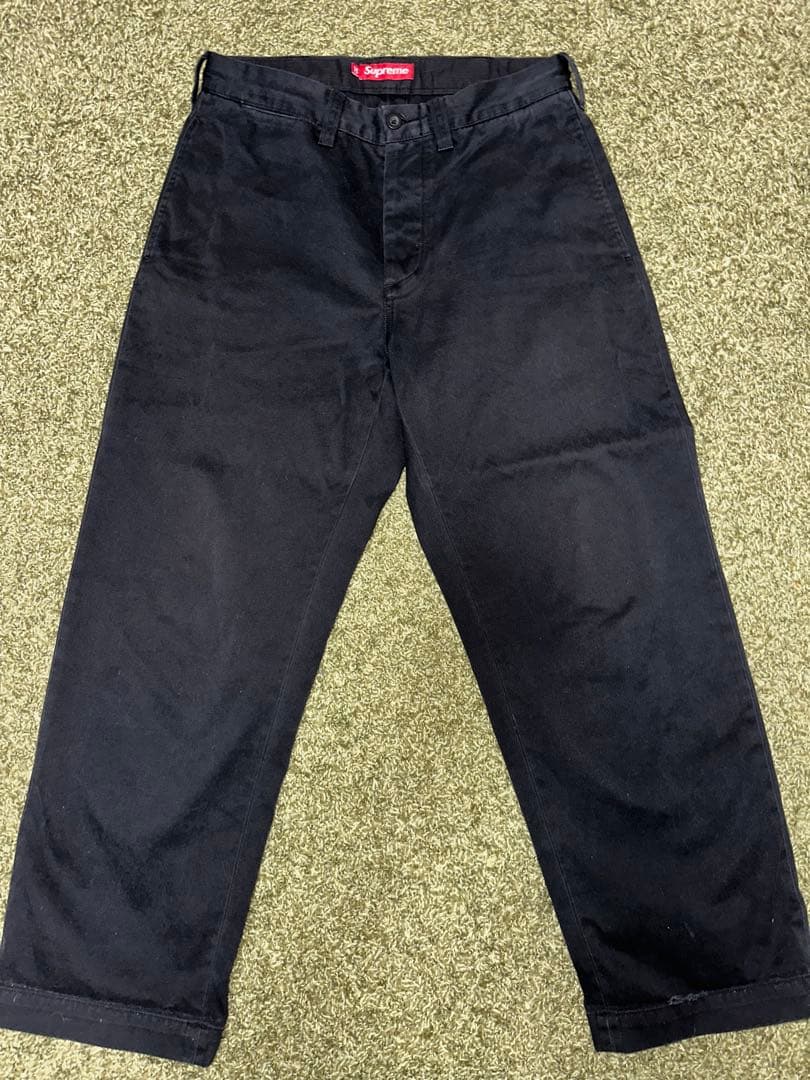 SUPREME 黒 チノパン ワイドフィット サイズ30