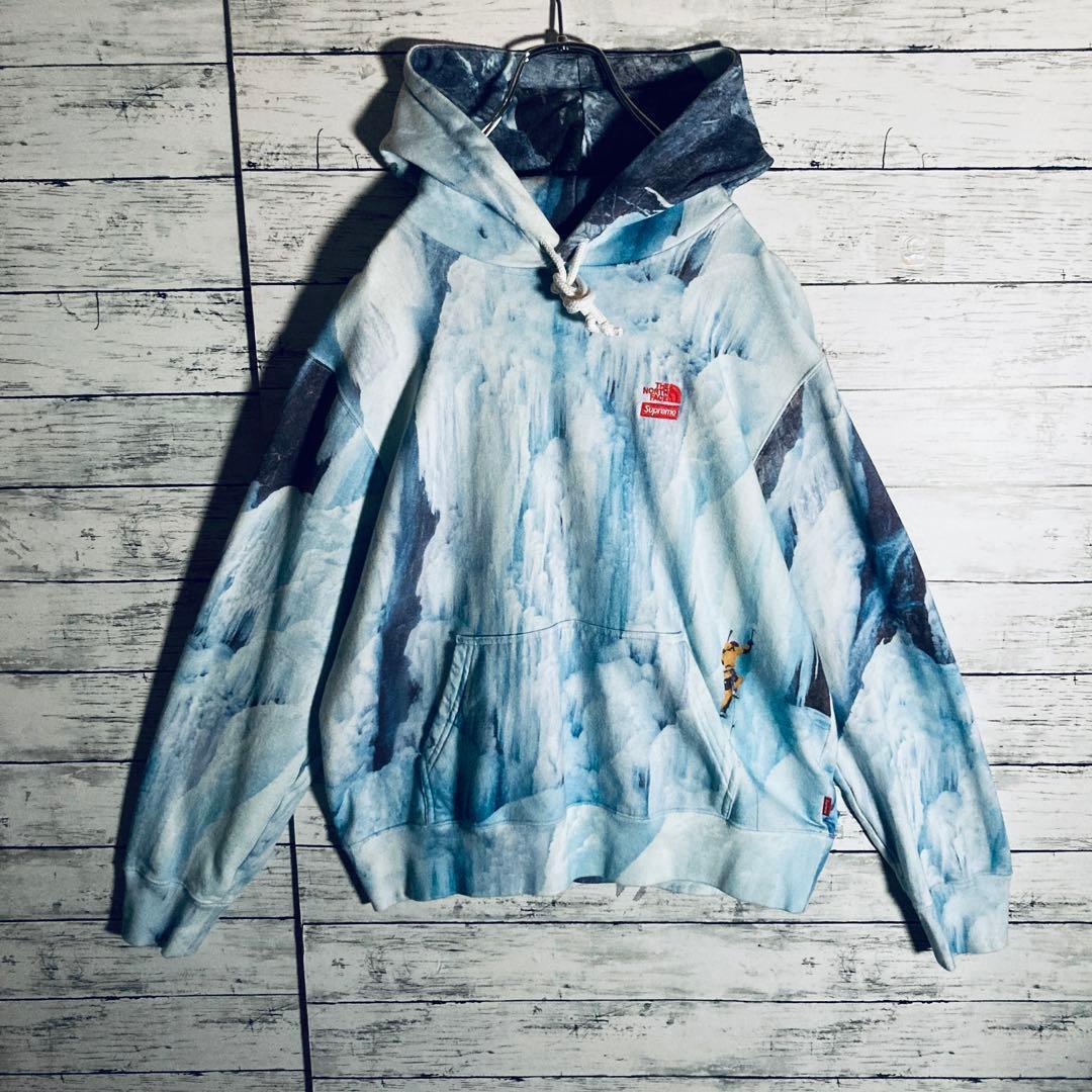 【限定コラボL相当】シュプリーム×ノースフェイス☆刺繍ロゴパーカー 正規品鑑定済