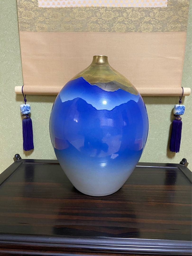 【九谷焼 花瓶 聡文造 金彩 加賀百景】花器 壺 床の間 フラワーベース