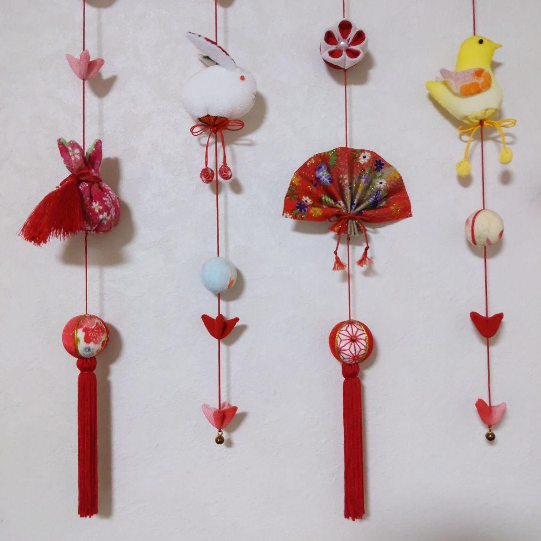 ちりめん細工　お祝い壁掛け下げ飾り (小)