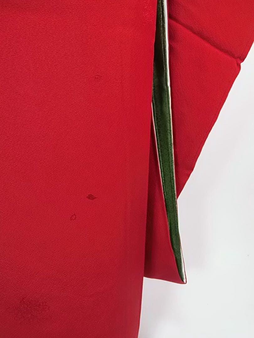 山本寛斎デザイン】紅赤色＊色無地振袖＊上品地紋×華やぎモダン／個性