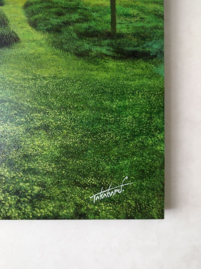 油絵原画 京都の苔庭（祇王寺）サイズM10 写実画 - WWW.STARCARSHQ.COM