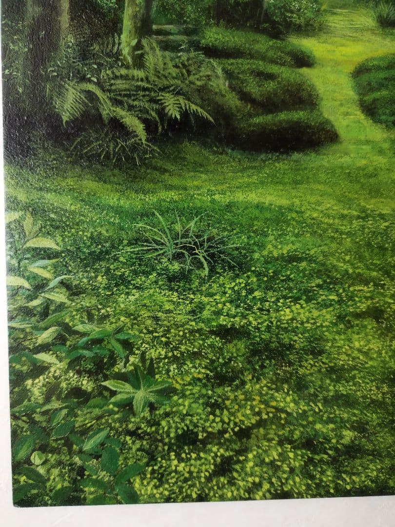 油絵原画 京都の苔庭（祇王寺）サイズM10 写実画 - WWW.STARCARSHQ.COM