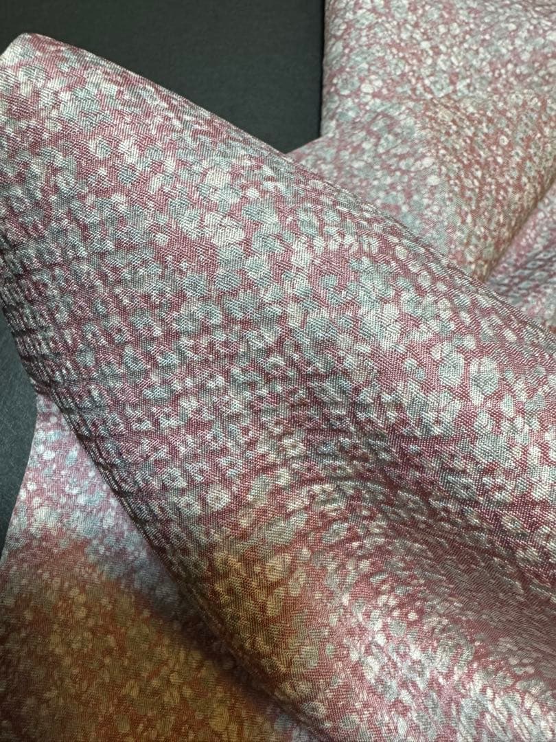 極美品】京都老舗銘店「ゑり善」桃桜色「織疋田文様」手染めロウケツ染