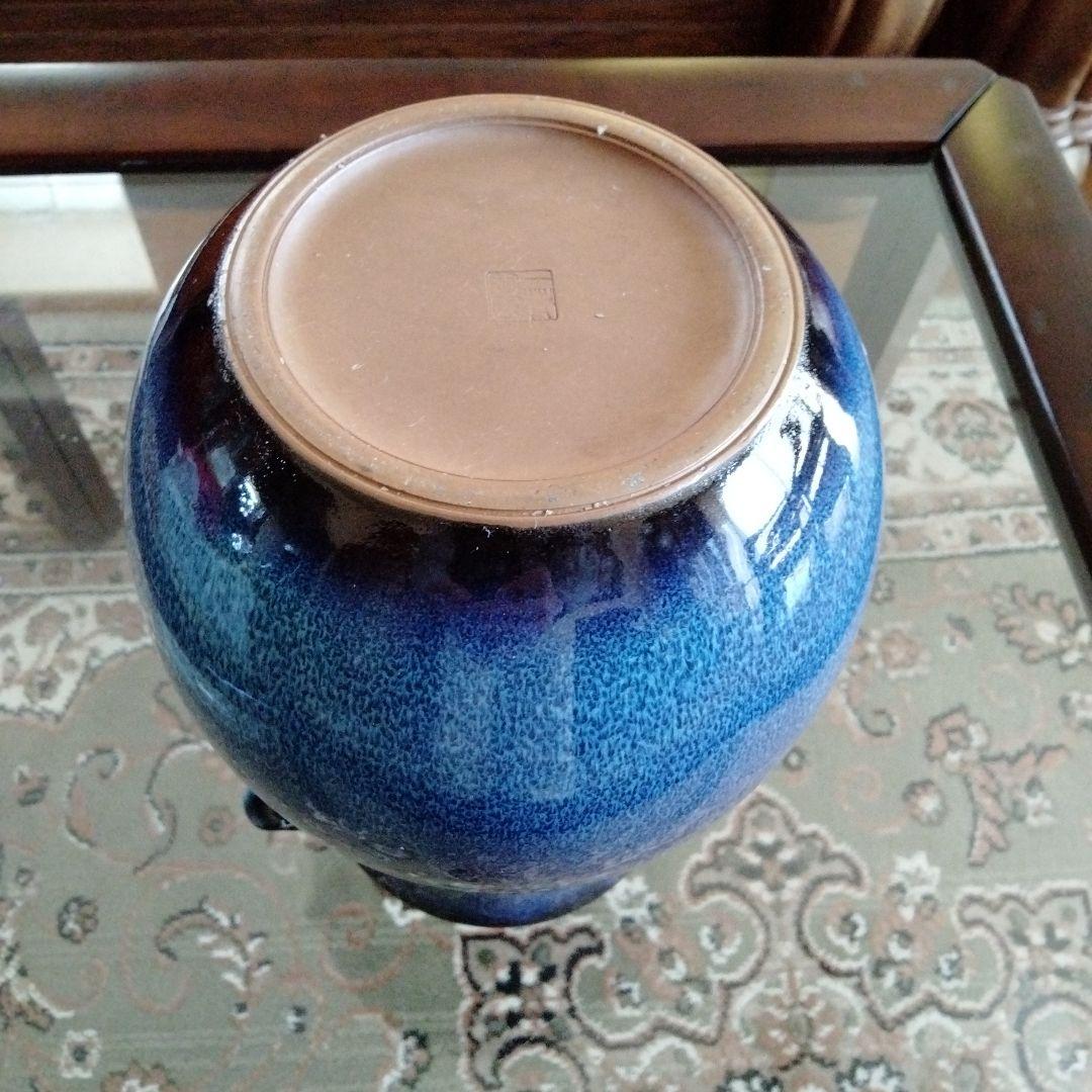 中国骨董【 鈞磁窯変象耳尊、礼器花瓶】陶磁器名品貴重希少