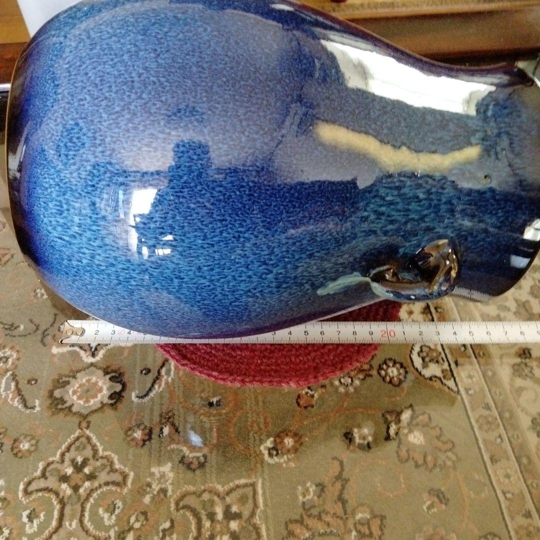 中国骨董【 鈞磁窯変象耳尊、礼器花瓶】陶磁器名品貴重希少