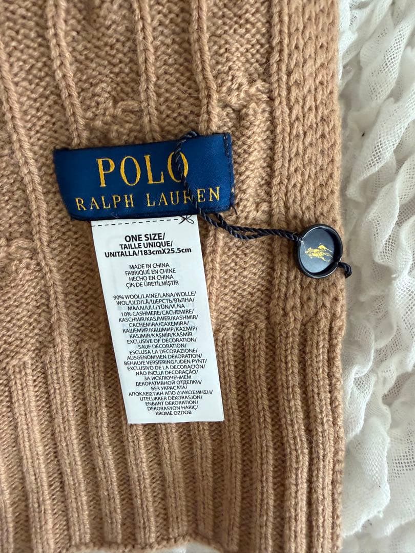 新品タグ付き Polo Ralph Lauren ベージュ マフラー ポロベア