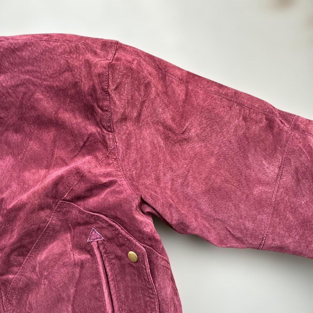 本革レザージャケット えんじ色赤レッド ヴィンテージ90sブルゾン短丈