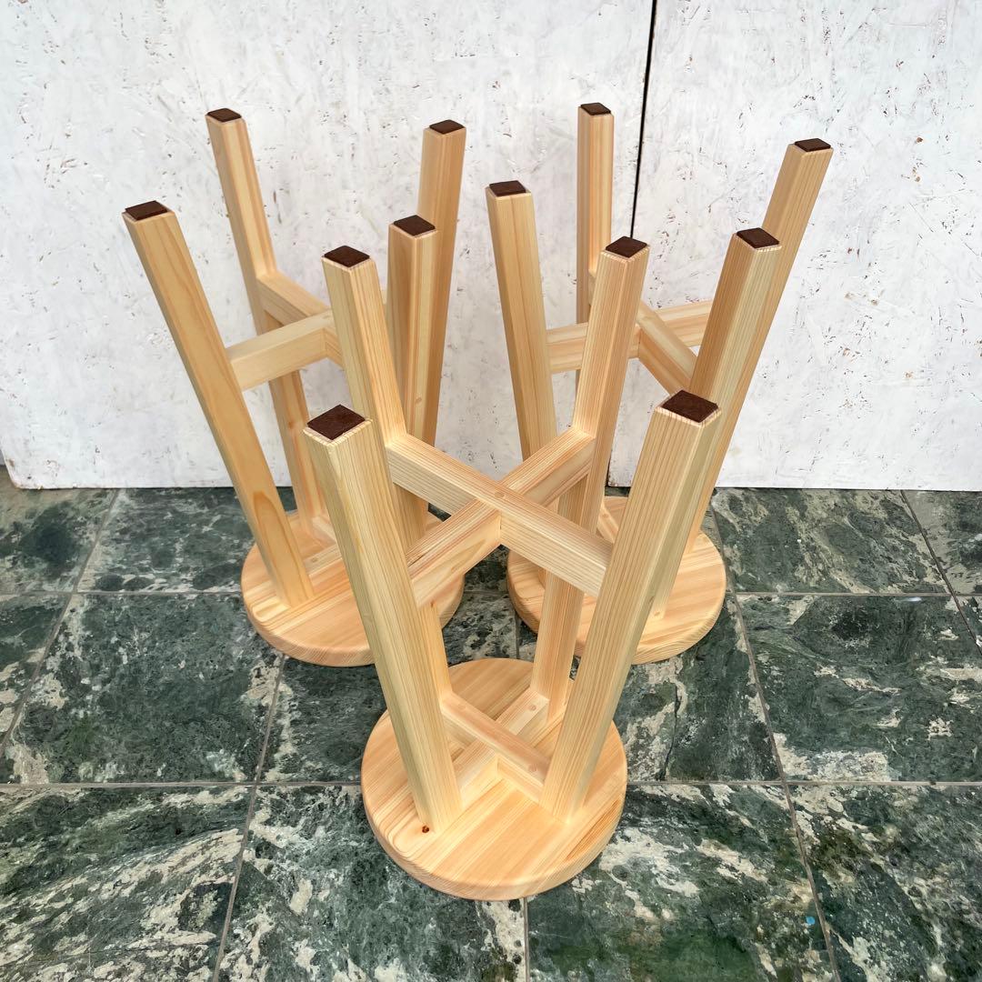 みかん様専用 国産ひのき 木製スツール カウンターチェアー 丸椅子 3脚