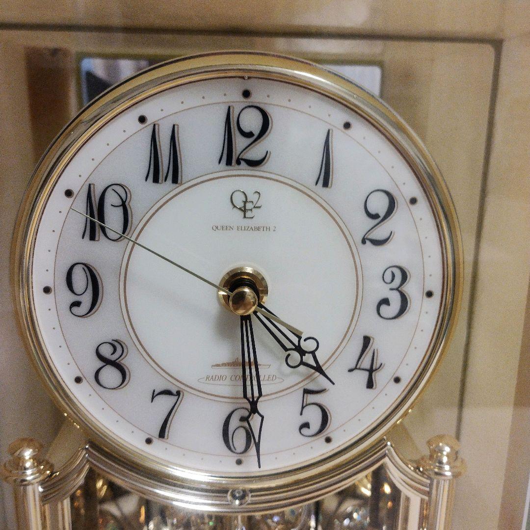 新品リズム電波置時計重厚感ある綺麗な大型グリーンオニックス石枠QE2 -S47N