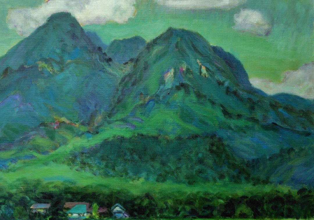 「行く夏」P15 1993 油彩画 風景画 油絵 アート 絵画 尾瀬 燧ヶ岳