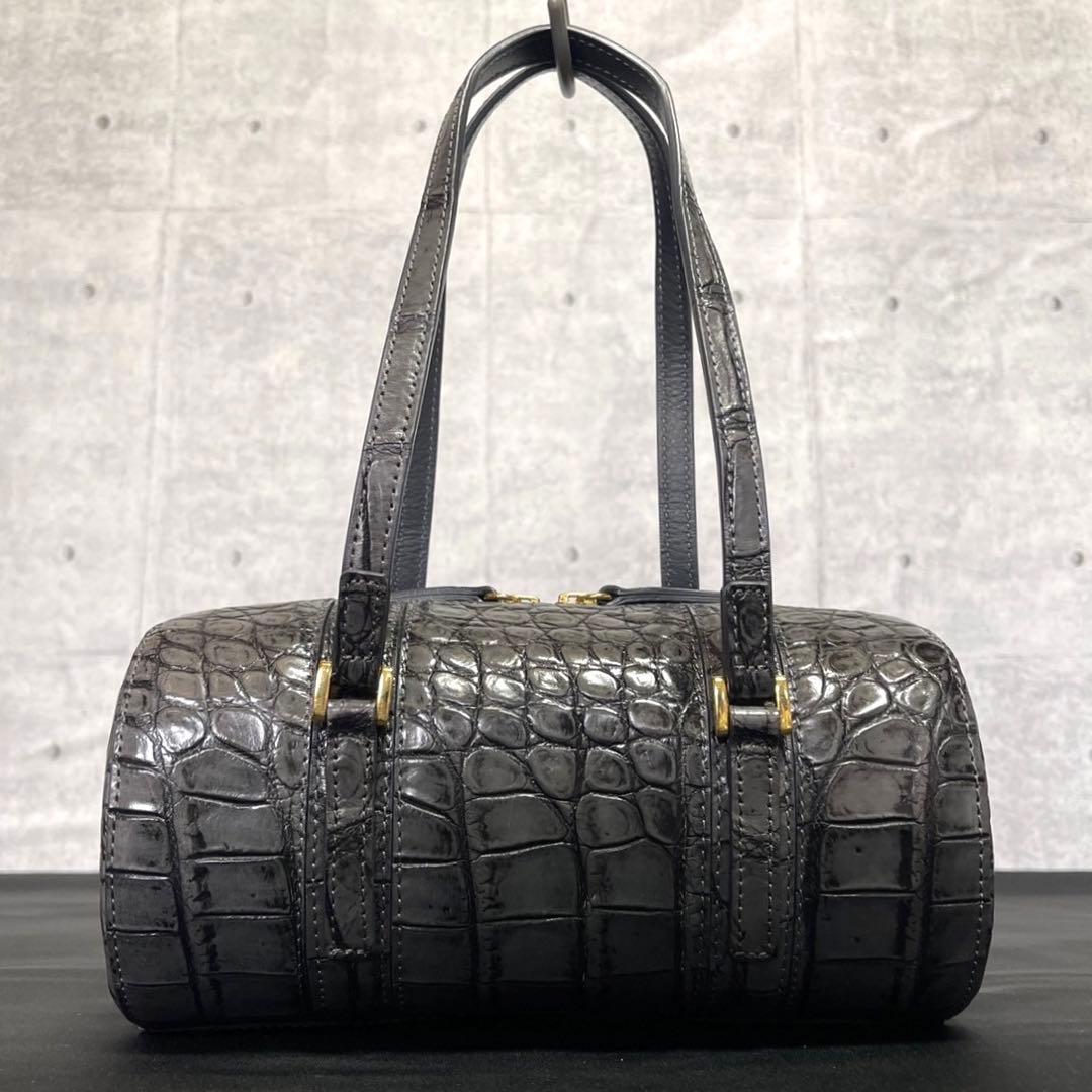 専用品BEAUGRAND クロコダイル ダークグレー JRA ハンドバッグ