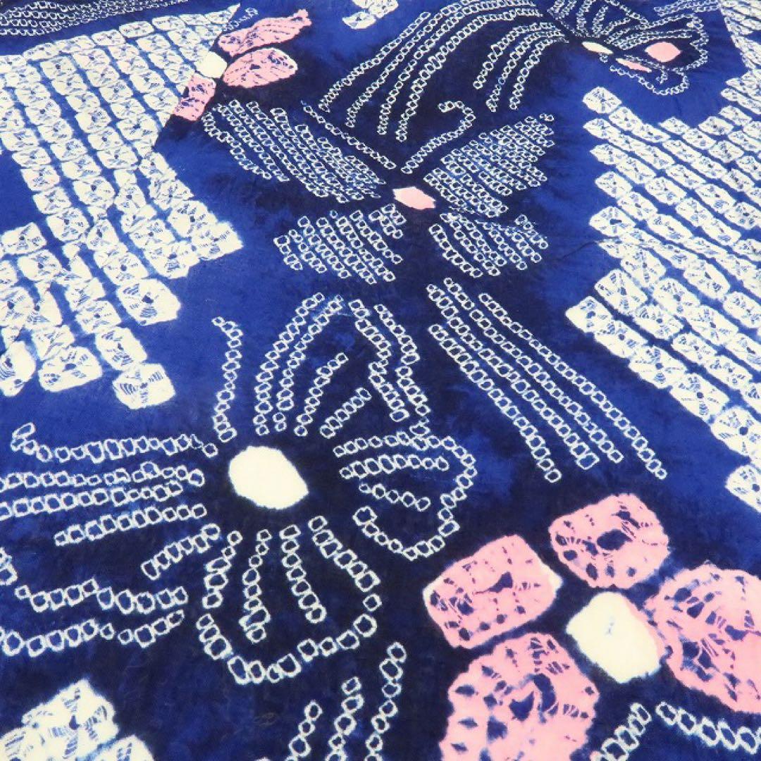 美品 有松鳴海絞り 蝶 ゆったりサイズ 高級浴衣 着物 A3438