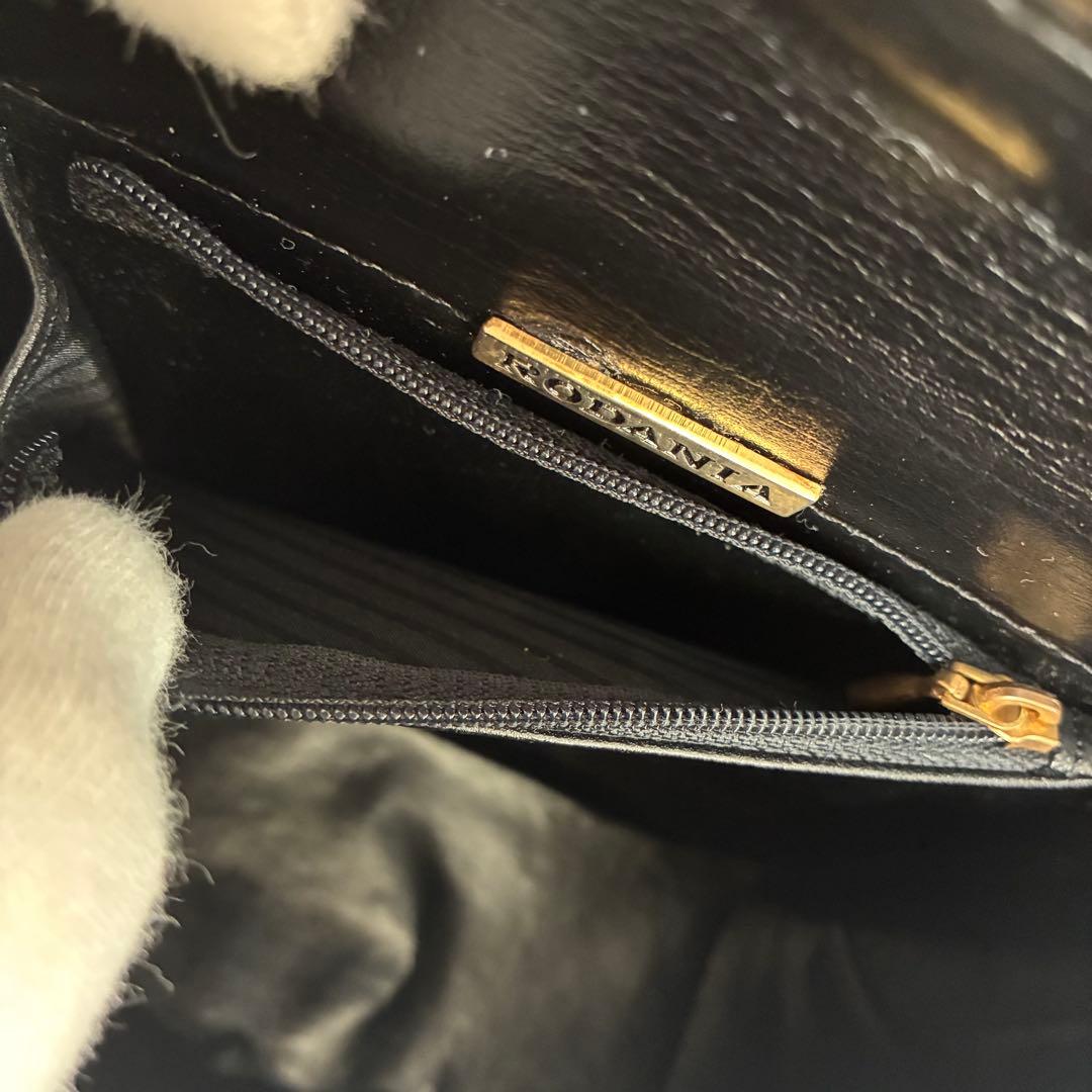 高級【RODANIA】オーストリッチ ハンドバッグ ブラック 本革