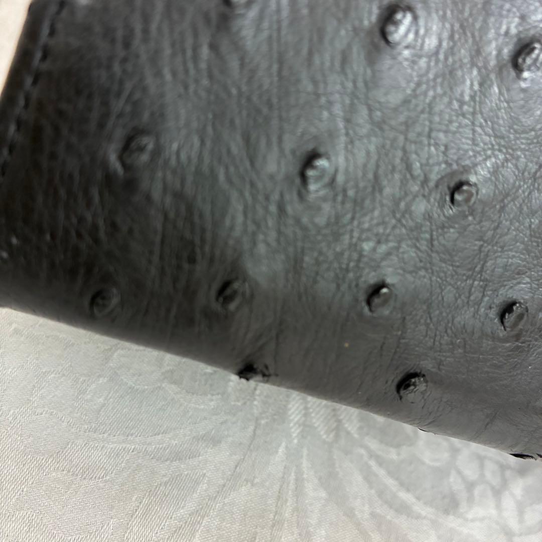 高級【RODANIA】オーストリッチ ハンドバッグ ブラック 本革