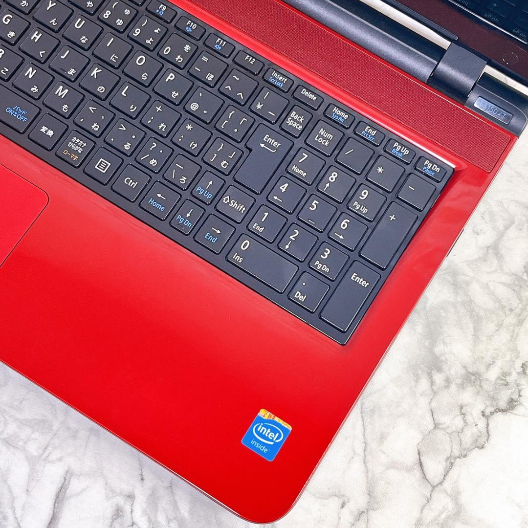 美品✨Windows11✨爆速SSDお洒落ノートパソコン赤✨カメラ薄型・オフィス