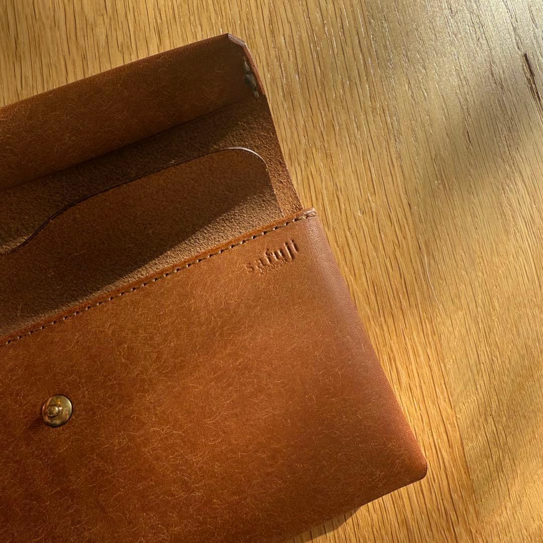 【新品未使用】SAFUJI サフジ ミニ長財布（ホック） キャメル