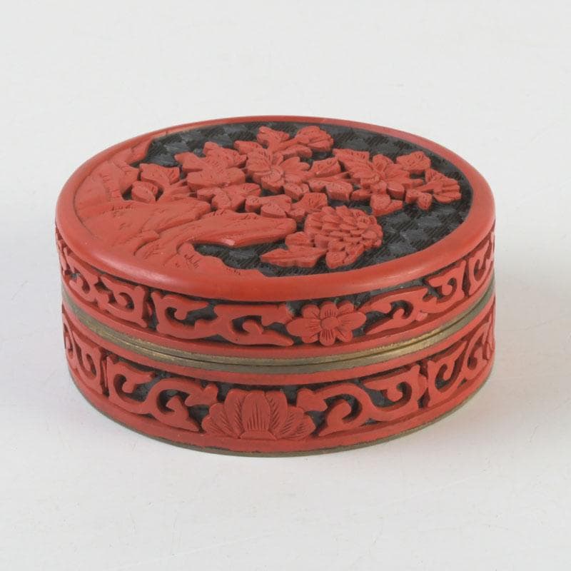 中国 剔紅 堆朱 内七宝 花文 香合 C 9840 - メルカリ