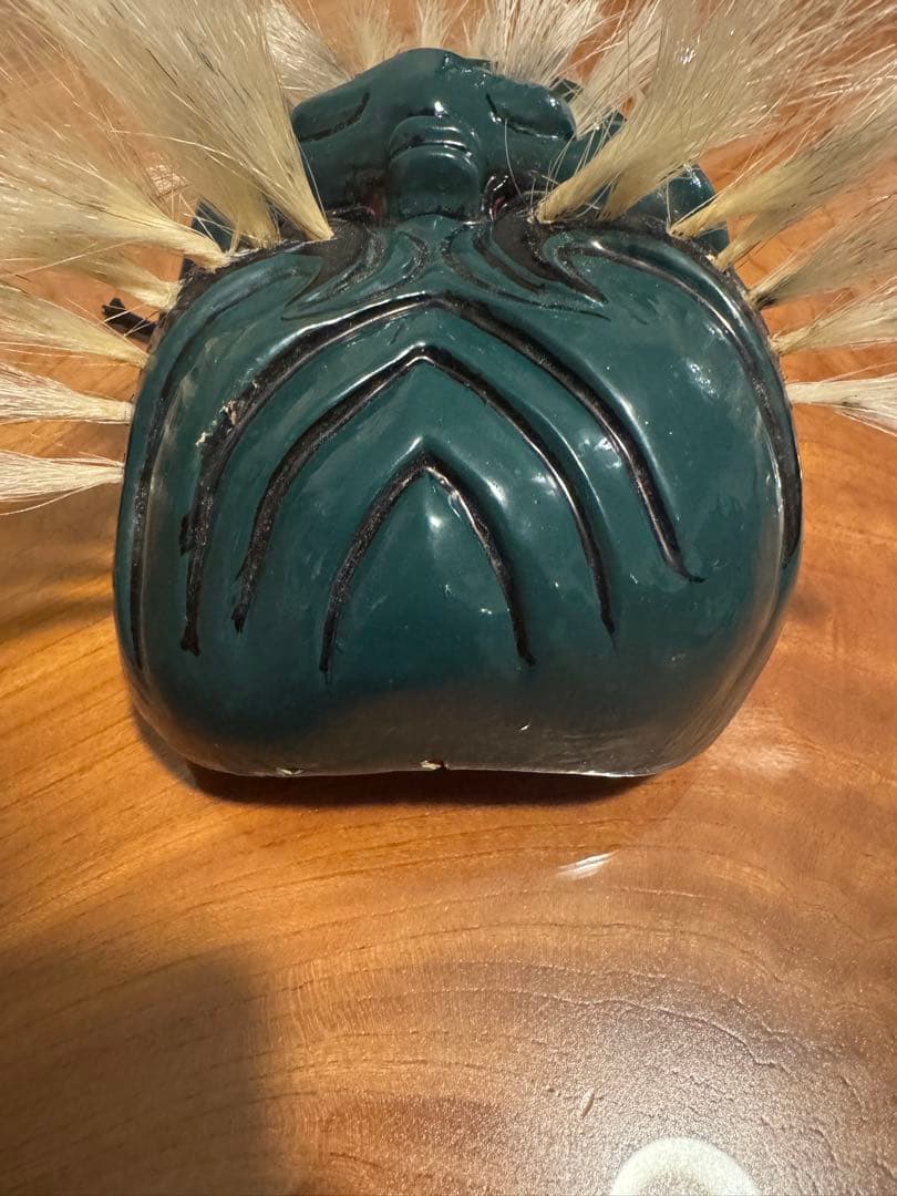 神楽面 出雲神楽 能面 緑色 木製 木彫り面 木彫り 彫刻 狂言面 石見神楽面