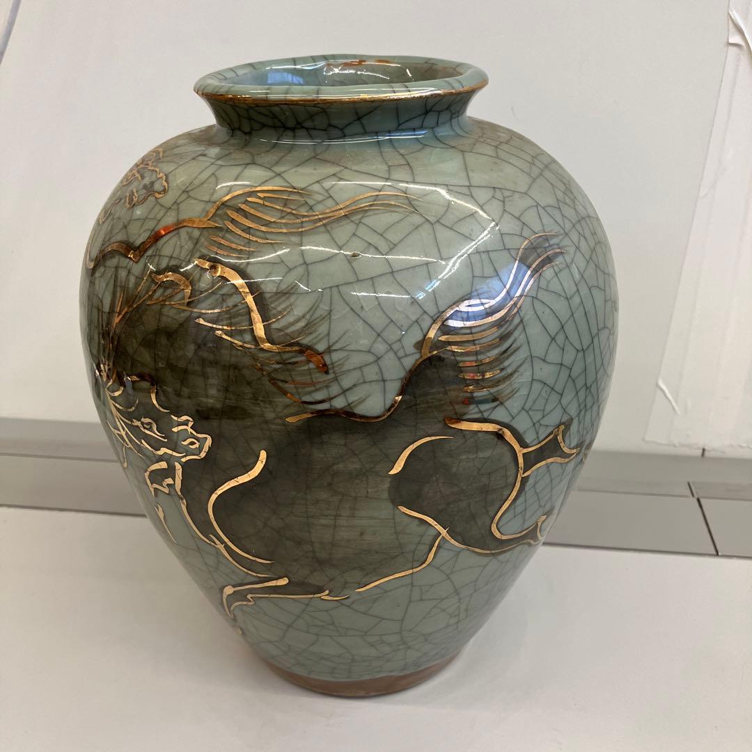 昭和レトロ！珍品！！相馬焼・花瓶・鷹