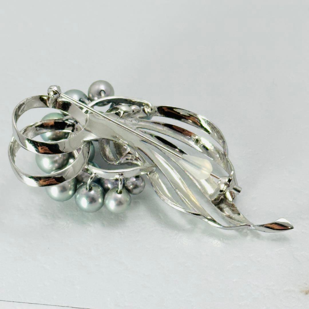 TASAKI タサキ シルバー パール ブローチ 真珠 14珠 ピン